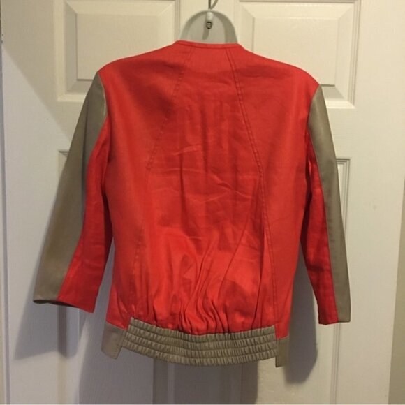 helmut Lang Red Tan Lambskin Linen-twill Bomber - Picture 6 of 11